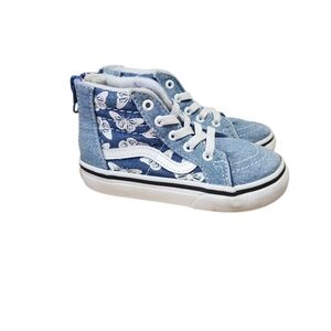 Vans Butterfly Sk8-Hi Zip-up Denim Sneaker Blue/White Size 7 Toddler